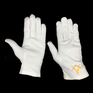 Guantes bordados para dama, manoplas faciales de color blanco con gemas bordadas, color amarillo - Product Image 2