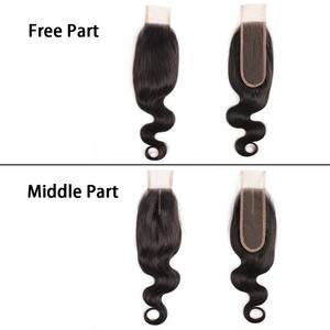 Letsfly 2x6 chiusura in pizzo trasparente Brazian Remy capelli umani lisci Pre pizzicati chiusura in pizzo per capelli dell'onda del corpo naturale - Product Image 5