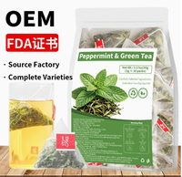 BORUN Thé Vert Menthe en Sachets Pyramidaux 90g (30 sachets de 3g) – Infusion Florale Apaisante Contre la Fatigue, Réduit l'Excès de Graisse, Rafraîchit l'Haleine, Apaise