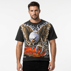 T-shirt noir à col roulé pour homme, imprimé sérigraphié Aigle, 100 % coton, coupe classique, manches courtes - Product Image 6
