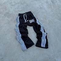 Pantalon de jogging ample et décontracté pour homme en coton, style streetwear, avec motif DTG, coupe évasée, effet délavé à l'acide