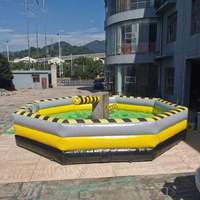 Hualong Parcours d'obstacles interactif rotatif, Défi Meltdown, Jeux sportifs de saut, Jeu gonflable Wipeout Machine en PVC pour le saut