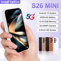 S26 MINI Teléfono Inteligente de Bolsillo Ultra Pequeño, 4.0 Pulgadas, 12+512GB, 5G LTE, Doble SIM, Desbloqueo Facial, Mini Teléfono Móvil Android Portátil