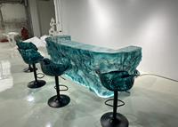 Table de bar en acrylique transparente et lumineuse de style hôtelier Crystal Island, design contemporain, pour la maison, la cuisine et le salon, hôtel
