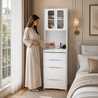 Meuble de chambre blanc minimaliste de luxe léger, coiffeuse sur pied avec LED et rangement modulaire, prix de gros