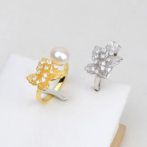 Handmade DIY S925 Silver Open Butterfly Female Living Ring 7-10 Pearl Empty <b>Tray</b> Fashionable Accessories - Product Image 1