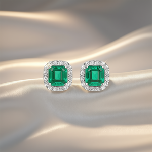 Orecchini a Perno con Pietra Verde per Donna, Gioielli Eleganti e Scintillanti alla Moda - Product Image 2