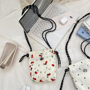 Bolsa de Telefone Estilo Coreano com Renda <span class=keywords><strong>Floral</strong></span>, Mini Bolsa de Cordão Fofa, Bolsa de Lona Versátil para Estudantes - Product Image 4