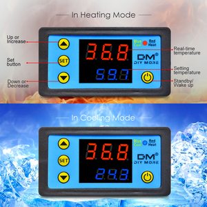 Controlador de temperatura del termostato digital LCD con pantalla <span class=keywords><strong>dual</strong></span> W3231 DC12V 24V 110-220V R/ W3230 - Product Image 2
