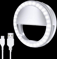 Anneau lumineux LED portable et rechargeable avec 36 LED, 3 niveaux de luminosité et 6500K pour accessoires de smartphone et selfies
