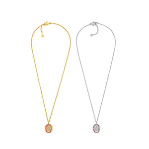 Collana Angelina Power con Pendente Ovale, Catena a Serpente in Oro e Argento, Stile Classico, Cristalli e Strass con Incastonatura a Castone, Regalo Unisex - Product Image 4