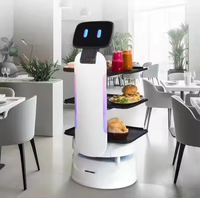 Nouvel Arrivage Robot de Restauration avec Recharge Automatique, Service de Serveur Laser, Robot de Livraison de Repas, Écran Publicitaire 15,6 pouces, Charge Utile 40 kg