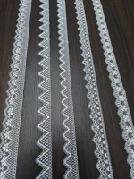 Bordure en dentelle tricotée brodée florale, satin blanc, motif pétale festonné, 2,5 cm, pour accessoires de couture de robes de mariée pour filles