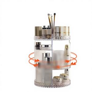 Caja de Joyería Rectangular de Plástico al por Mayor, Rotación de 360°, Portátil, Gran Capacidad, Almacenamiento de Cosméticos Duradero para Baño/Cosméticos - Product Image 1