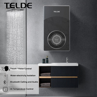 Chauffe-eau électrique instantané intelligent sans réservoir à écran tactile LED, design en aluminium, affichage en allemand et en anglais, pour hôtels
