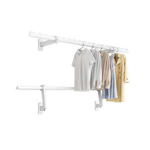 Wall Mounted <b>Clothes</b> Drying <b>Rack</b> Aluminum Alloy Single Bar Fixed Adjustable Outdoor Rectangle BZ350 - Product Image 5