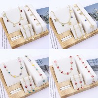 CM Conjuntos de Joyería de Ojo Turco Chapados en Oro de 14K, Pulsera, Pendientes y Collar para Mujer