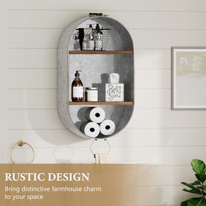 Toallero de Madera Estilo Rústico con Estantes, Bañera Galvanizada, Soporte <span class=keywords><strong>para</strong></span> Toallas, Estante Decorativo de Pared <span class=keywords><strong>para</strong></span> Baño - Product Image 3