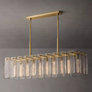 Lustre en verre doré haut de gamme de 60 pouces avec lumières LED blanc chaud 220V pour salon moderne, restaurant et salle à manger d'hôtel - Product Image 4