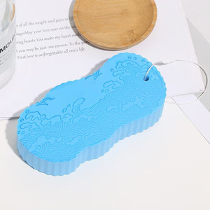 Éponge de bain ovale en PVA imprimée à vagues pour enfants, nettoyage doux - Product Image 2