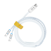 Câble de charge rapide 2-en-1 tressé USB vers Type C + 8 broches pour iPhone 16 15 14 13, câble de charge rapide PD 2-en-1 100W 27W, câble de données