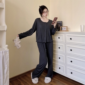 Ensemble de pyjama décontracté en modal pour femmes, nouvelle collection printemps/été, manches longues - Product Image 5