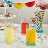 Vente en gros de pailles en papier jetables à rayures colorées paille en papier kraft biodégradable