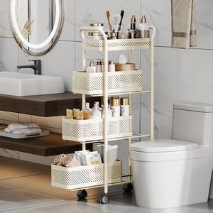 거실 욕실 도구 정리 보관을위한 바퀴 달린 트롤리가있는 금속 모바일 스낵 보관 랙 - Product Image 2