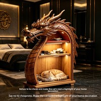 Nouvelle Maison pour Chat Créative en Bois Massif Multi-Niveaux, Forme Dragon Chinois Traditionnel, Intégrée avec Rangement pour Animaux, Modèle 2026