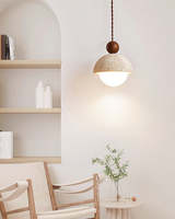 Lampe suspendue minimaliste Wabi-sabi nordique en pierre de travertin cylindrique, production en gros, directement de l'usine, lampe suspendue Palermo