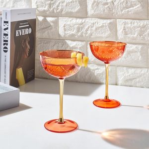 Verres à <span class=keywords><strong>Martini</strong></span> en Cristal avec Bord Doré Réutilisables et Recyclables Logo Personnalisé Créatif Cocktail Vintage (<span class=keywords><strong>Orange</strong></span> Rouge) - Product Image 2