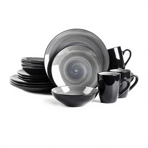 Service de table en céramique grès classique bleu Sonoma peint à la main, 16 pièces, compatible four et micro-ondes, durable, capacité 4 personnes - Product Image 3