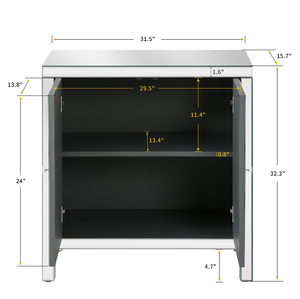 Modern Solid Wood Sideboard Cabinet with Mirror <b>Trim</b> and M Shape Design Adjustable Height Storage for Living Room - Product Image 3