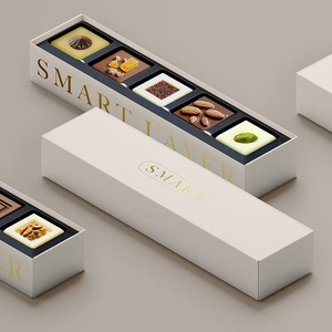 Boîte à couvercle amovible avec impression personnalisée et estampage de logo en or avec plateau en plastique Boîte pour barre de chocolat de mariage Emballage cadeau de luxe - Product Image 1