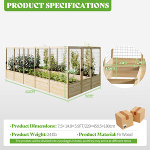 Bac à plantes surélevé en <span class=keywords><strong>bois</strong></span>, joint mortise et tenon, design à base ouverte, <span class=keywords><strong>grand</strong></span> bac à plantes profond, mobilier <span class=keywords><strong>de</strong></span> <span class=keywords><strong>jardin</strong></span> d'extérieur - Product Image 2