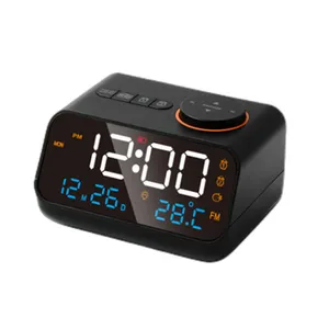 Smart Digital Colorful Alarm Clock Radio Dual Alarm with Sounds Adjustable Volume FM Radio USB Charging Ports Thermometer