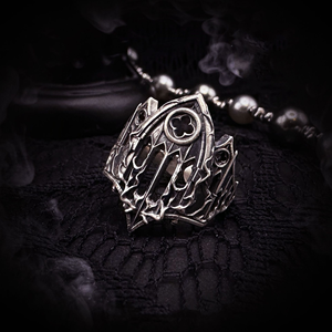 Anillo de estilo gótico Vintage Retro de moda para hombre 2025, nueva <span class=keywords><strong>catedral</strong></span>, apertura oscura, ventana, relieve, diseño de flores, anillo de aleación - Product Image 3