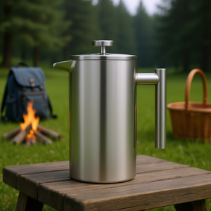 Cafetera Francesa de Acero Inoxidable de 1 Litro con Doble Pared Aislada para el Hogar, Camping y Viajes - Product Image 2