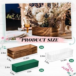 Wholesale 4 Set Modern Solid Wood Planter Box OEM ODM Custom Logo 12x4 Inch Rectangle Flexible Plastic <b>Liner</b> Home <b>Garden</b> Storage - Product Image 4