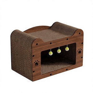 Maison pour <span class=keywords><strong>chat</strong></span> en carton ondulé de luxe, durable, écologique, sans formaldéhyde, lit pour animaux de compagnie d'intérieur, emballage en carton, mobilier pour chaton - Product Image 4