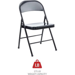 Silla Plegable de Acero sin Brazos Alera Contemporánea, Color Negro, con Respaldo y Base Negros, Capacidad de 275 lb, 4 por Caja - Product Image 3