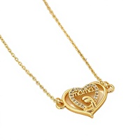 Collier pendentif cœur pour femme, plaqué or, zircon, collier avec inscription « Mama », chaîne claviculaire légère et luxueuse