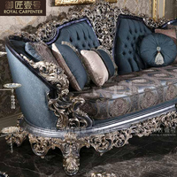 Ensemble de canapés en tissu sculpté en bois massif de style européen turc, luxe moderne pour la personnalisation de la maison, pour le salon de la villa de style palais français