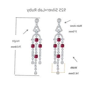 Pendientes Largos de Rubí con Corte Cojín para Mujer, Joyería de Moda, Pendientes de Calidad, Venta al Por Mayor - Product Image 6