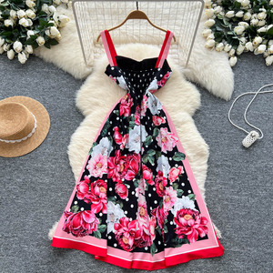 Abito con Bretelle Stile Retrò Elegante, Stampa Personalizzata, Effetto Snellente in Vita, Ampia Gonna a Ruota - Product Image 2