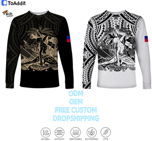 เสื้อยืด<span class=keywords><strong>แขน</strong></span><span class=keywords><strong>ยาว</strong></span><span class=keywords><strong>ลาย</strong></span><span class=keywords><strong>สัก</strong></span>โพลินีเซียนสำหรับมืออาชีพเสื้อยืด<span class=keywords><strong>ลาย</strong></span>เฮติสี<span class=keywords><strong>ดำ</strong></span>และสีขาว - Product Image 3