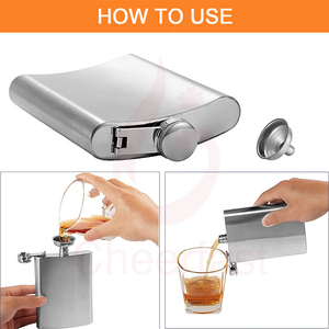 Großen Schuss Gläser Enthalten Edelstahl alkohol Reise Wein Topf 6 unzen Mini Tasche Hüfte Glaskolben - Product Image 4