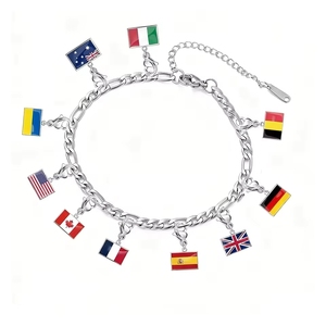 Breloques drapeaux nationaux 10*6.6mm pour la fabrication de bijoux, bracelets DIY en acier inoxydable, pour immortaliser vos souvenirs de voyage - Product Image 1