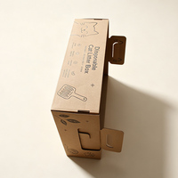 Bac à litière pour chat de voyage personnalisé, jetable, pliable, imperméable, en carton kraft, portable avec poignées pour les petites entreprises