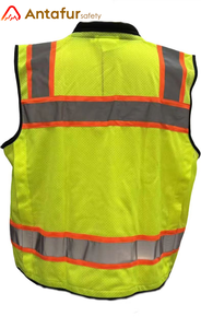Gilet d'ingénieur réfléchissant de classe 2 ANSI, tissé lourd, bicolore, avec col rembourré pour supporter un poids supplémentaire, poches cargo - Product Image 4